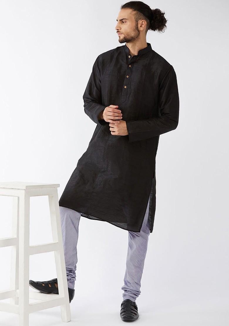 Lavender Solid Poly Blend Churidar For Men