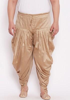 Rose Gold Solid Silk Dhoti For Men
