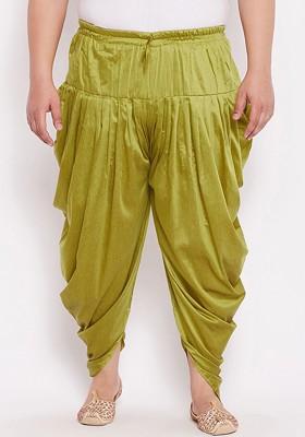 Green Solid Silk Dhoti For Men