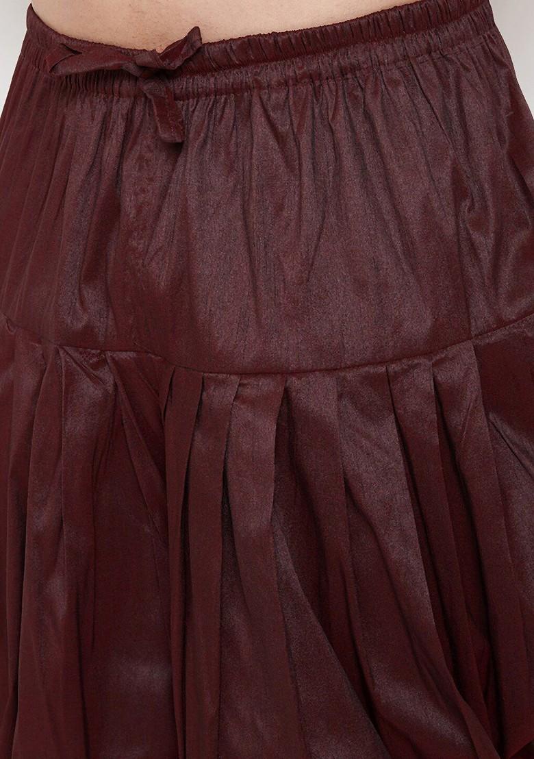 Burgundy Solid Poly Blend Dhoti For Men