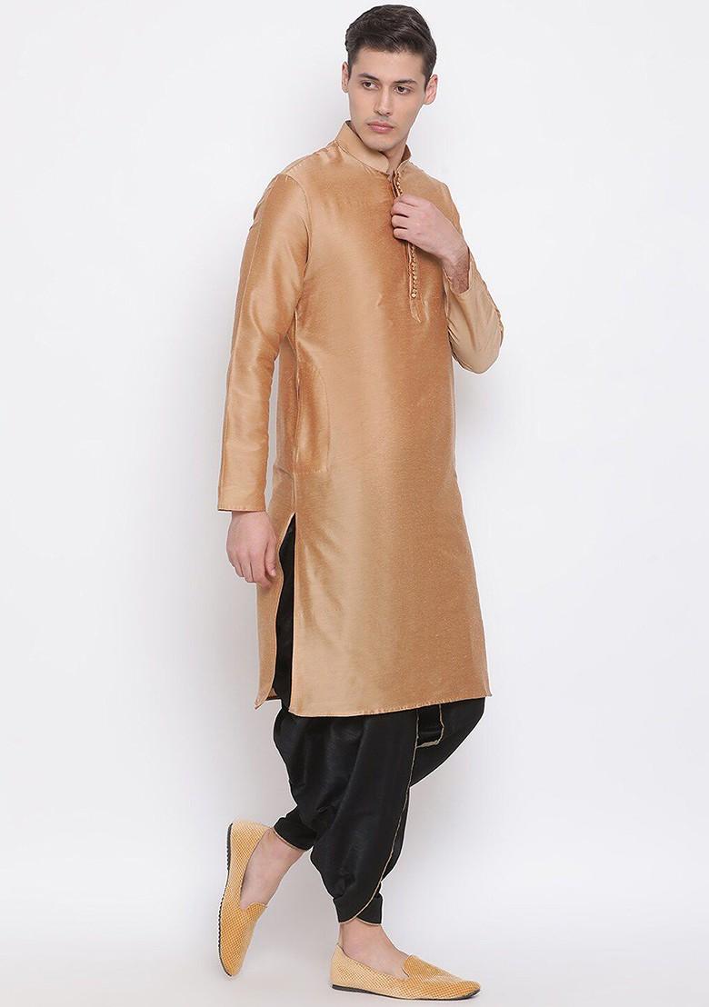 Black Solid Poly Blend Dhoti For Men