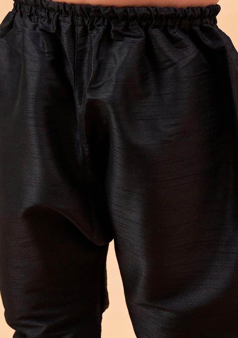 Boys Mandarin Collar Long Sleeves Kurta With Pyjamas And Nehru Jacket - Indya