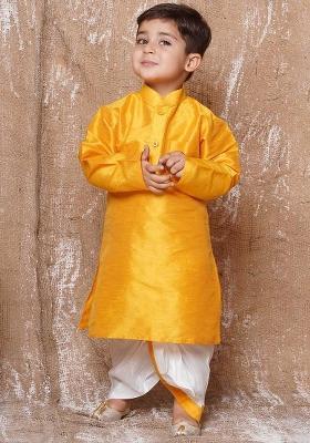Yellow Kurta With Dhoti Pants For Boys