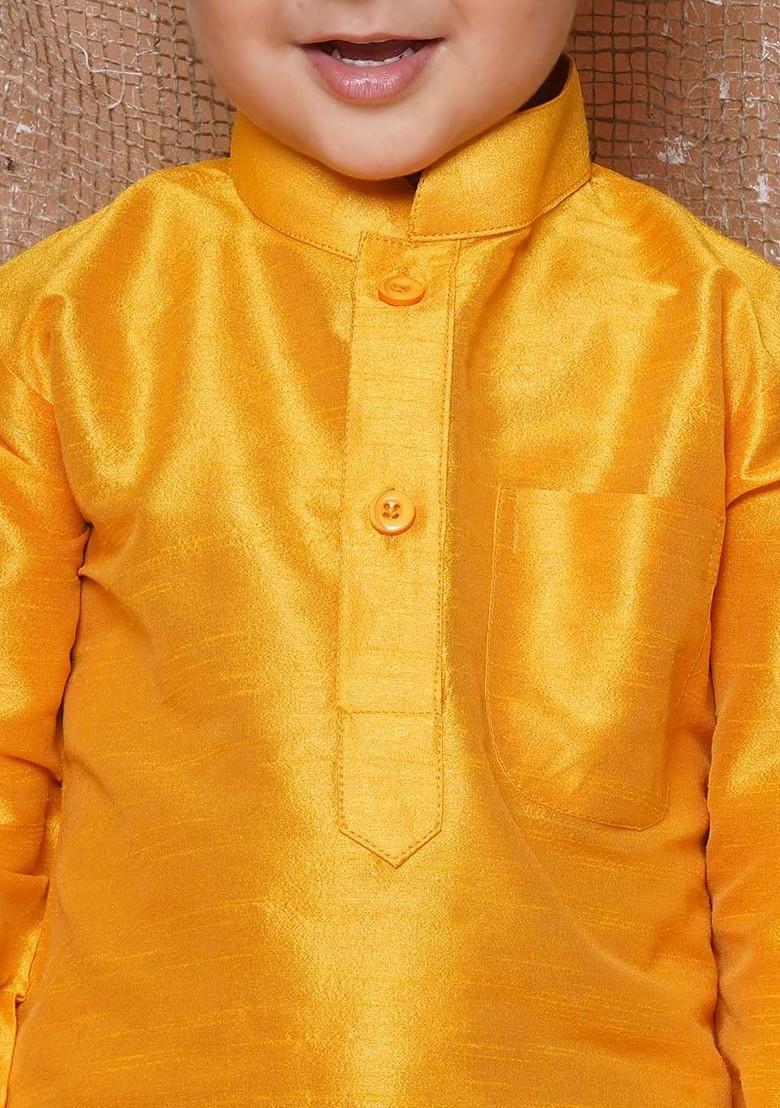 Yellow Kurta With Dhoti Pants For Boys