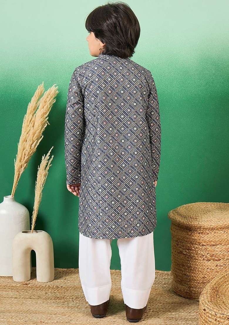 Boys Printed Kurta With Patiala - Indya