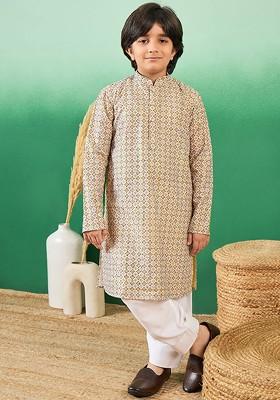 Boys Printed Cotton Kurta Set