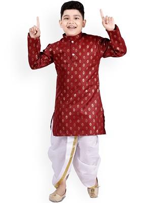 Boys Ethnic Motifs Printed Straight Kurta With Dhoti Pants
