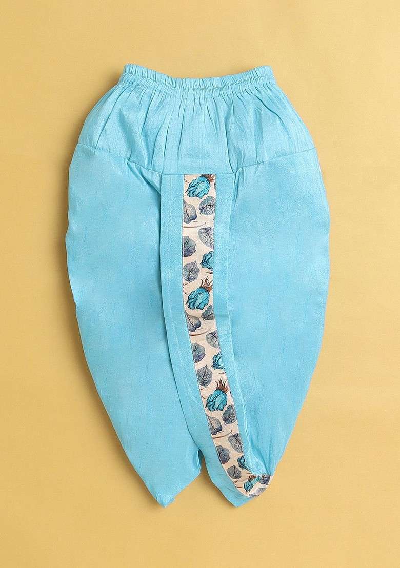 Boys Floral Printed Mandarin Collar Kurta With Dhoti Pants - Indya