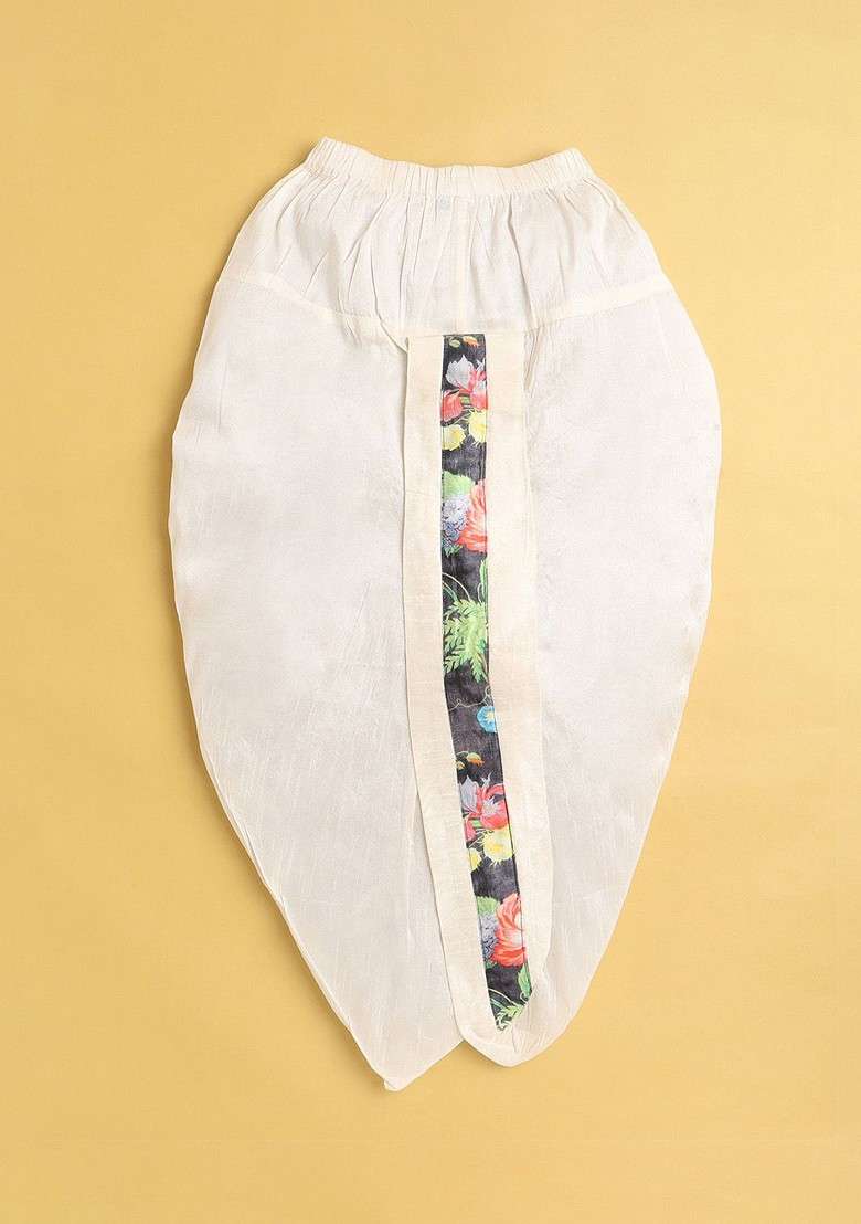 Boys Ethnic Motifs Printed Mandarin Collar Straight Kurta With Dhoti Pants - Indya