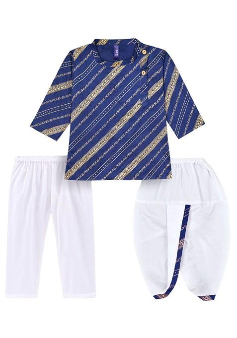Boys Ethnic Motifs Printed Regular Kurta With Pyjamas — view on Indya