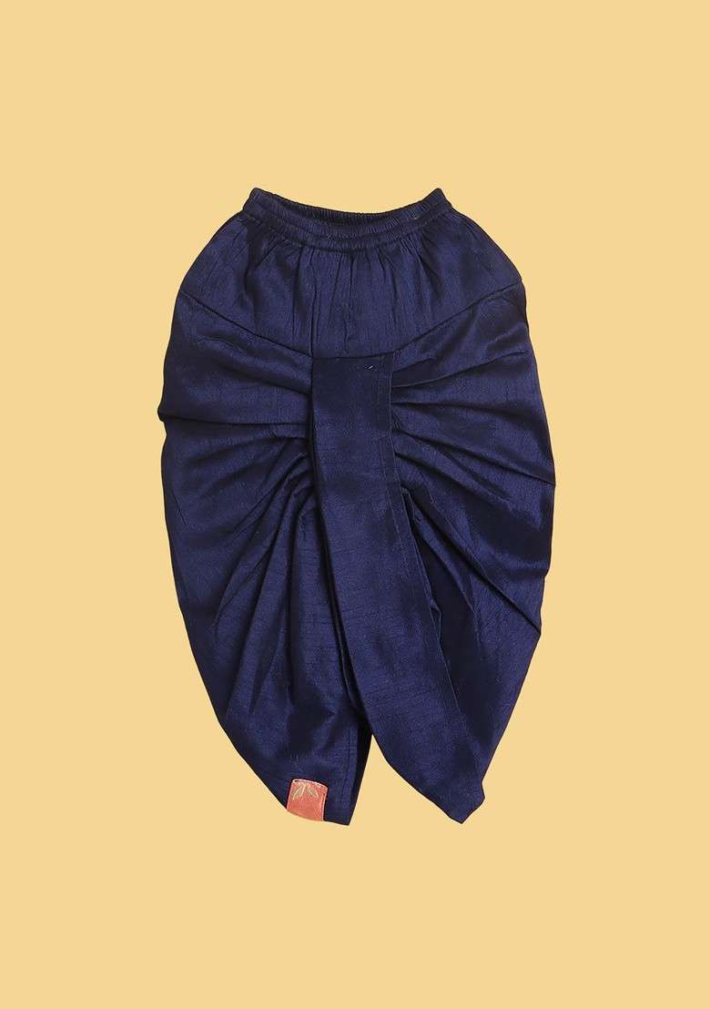 Boys Floral Woven Design Mandarin Collar Regular Straight Kurta With Dhoti Pants - Indya