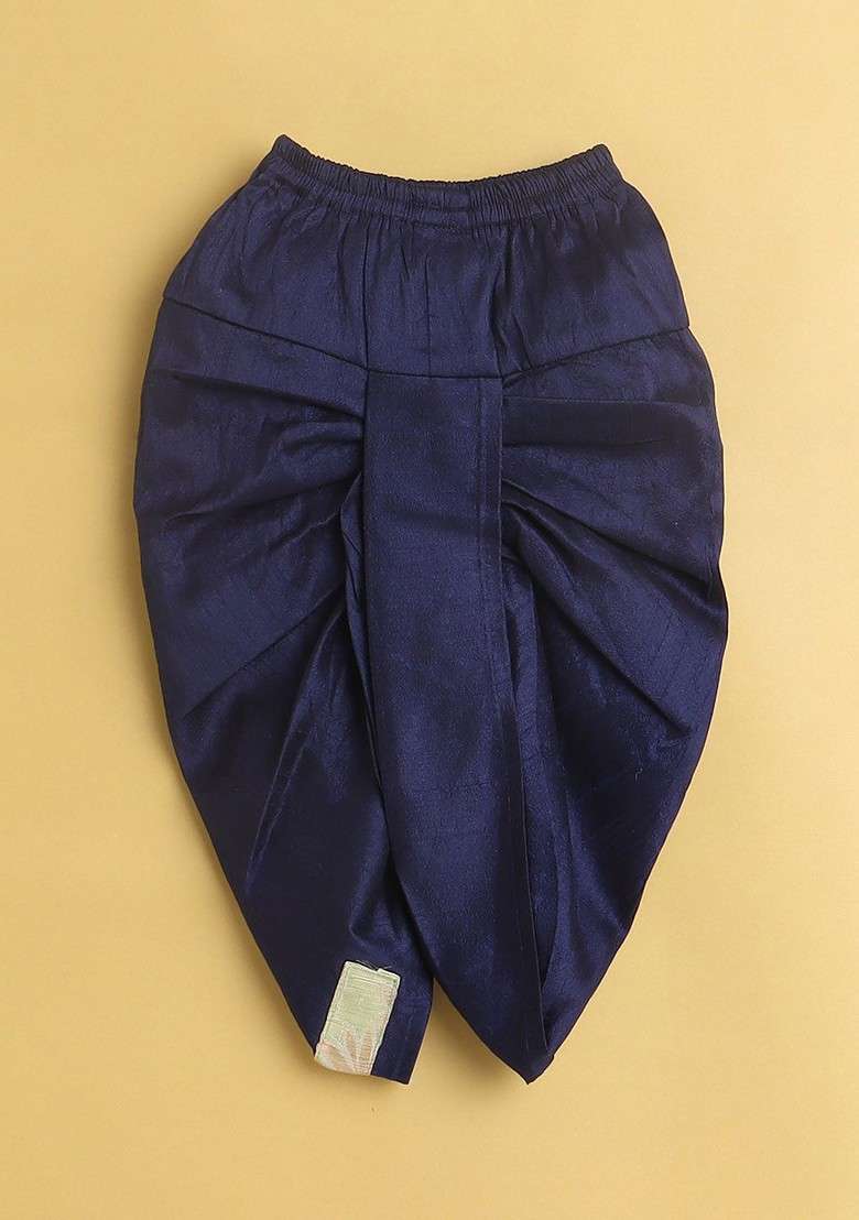 Boys Floral Printed Mandarin Collar Regular Straight Kurta With Dhoti Pants - Indya