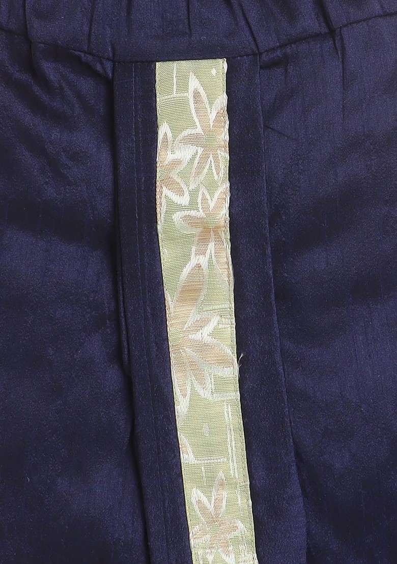 Boys Floral Printed Mandarin Collar Regular Straight Kurta With Dhoti Pants - Indya