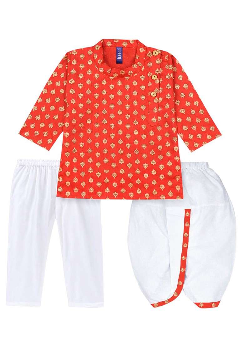 Boys Ethnic Motifs Printed Regular Kurta With Pyjamas - Indya