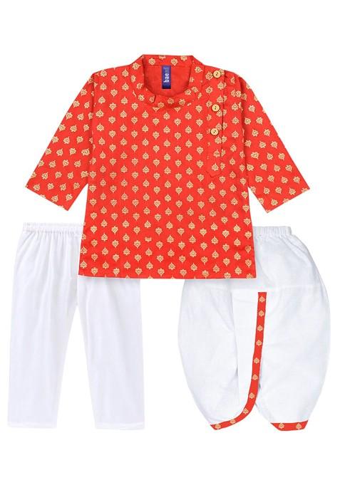 Boys Ethnic Motifs Printed Regular Kurta With Pyjamas — view on Indya