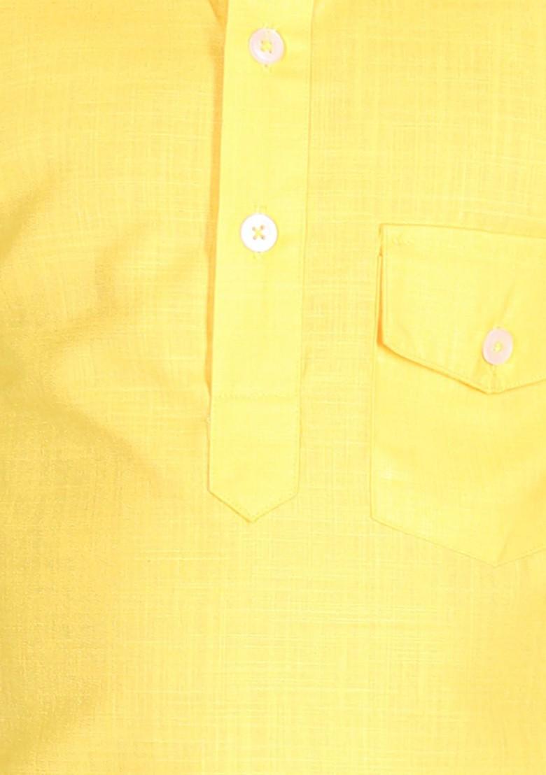 Boys Mandarin Collar Pure Cotton Kurta With Pyjamas - Indya
