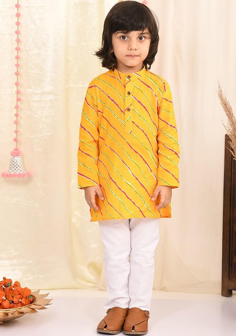 Boys Leheriya Printed Regular Pure Cotton Kurta With Pyjamas