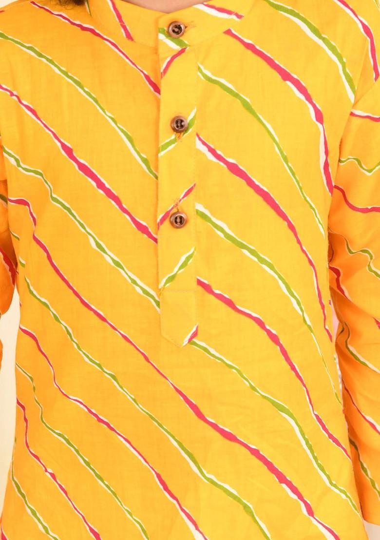 Boys Leheriya Printed Regular Pure Cotton Kurta With Pyjamas