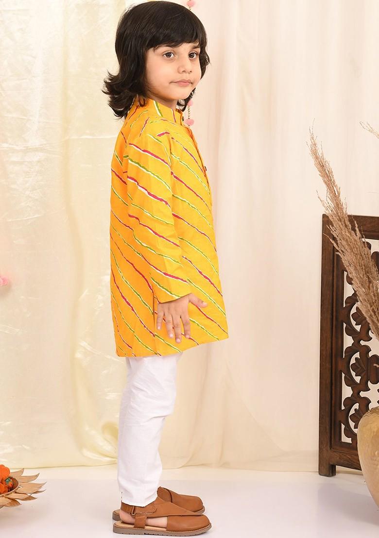 Boys Leheriya Printed Regular Pure Cotton Kurta With Pyjamas