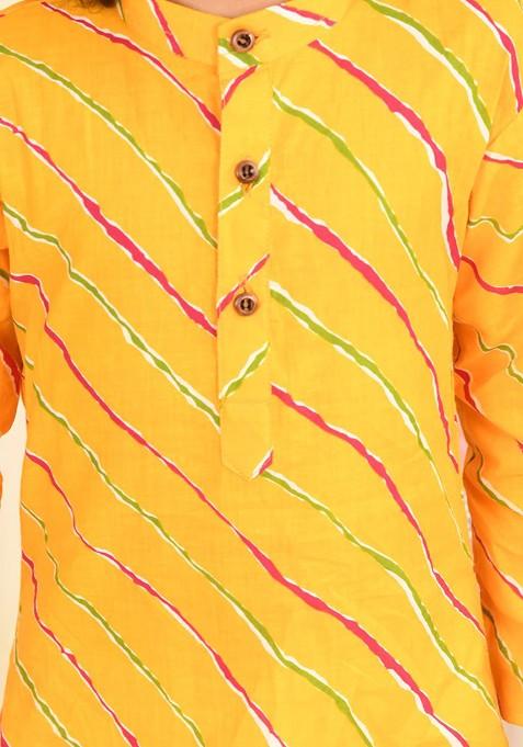 Boys Leheriya Printed Regular Pure Cotton Kurta With Pyjamas