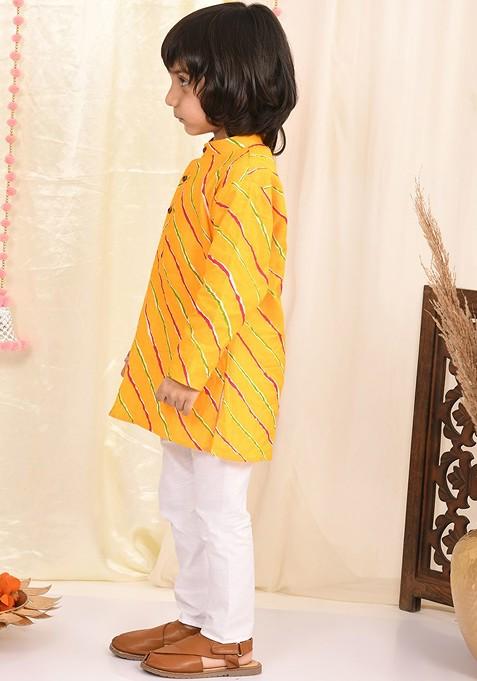Boys Leheriya Printed Regular Pure Cotton Kurta With Pyjamas