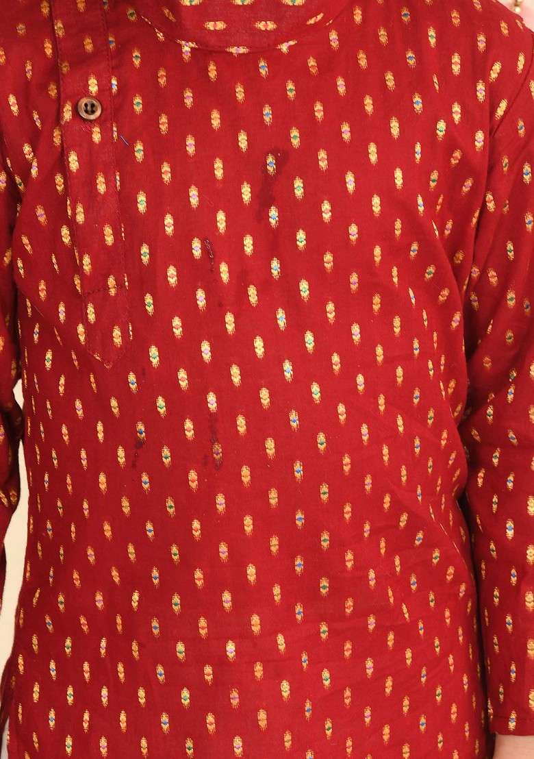 Boys Maroon Kurta With Dhoti Pants - Indya