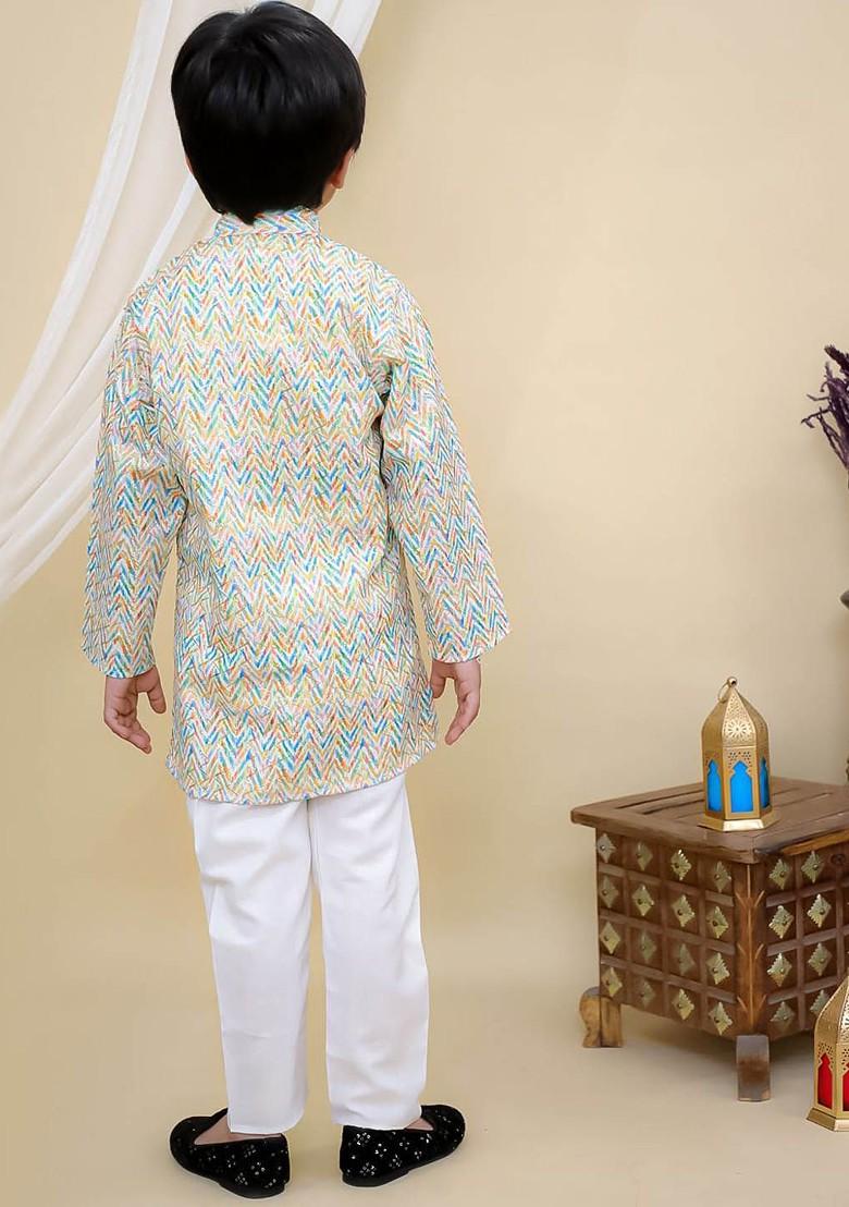 Boys Embroidered Regular Pure Cotton Kurta With Pyjamas