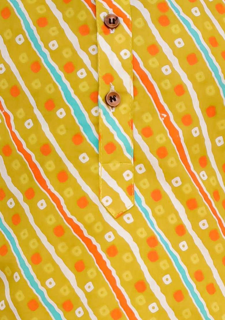 Boys Leheriya Printed Layered Pure Cotton Kurta With Pyjamas - Indya