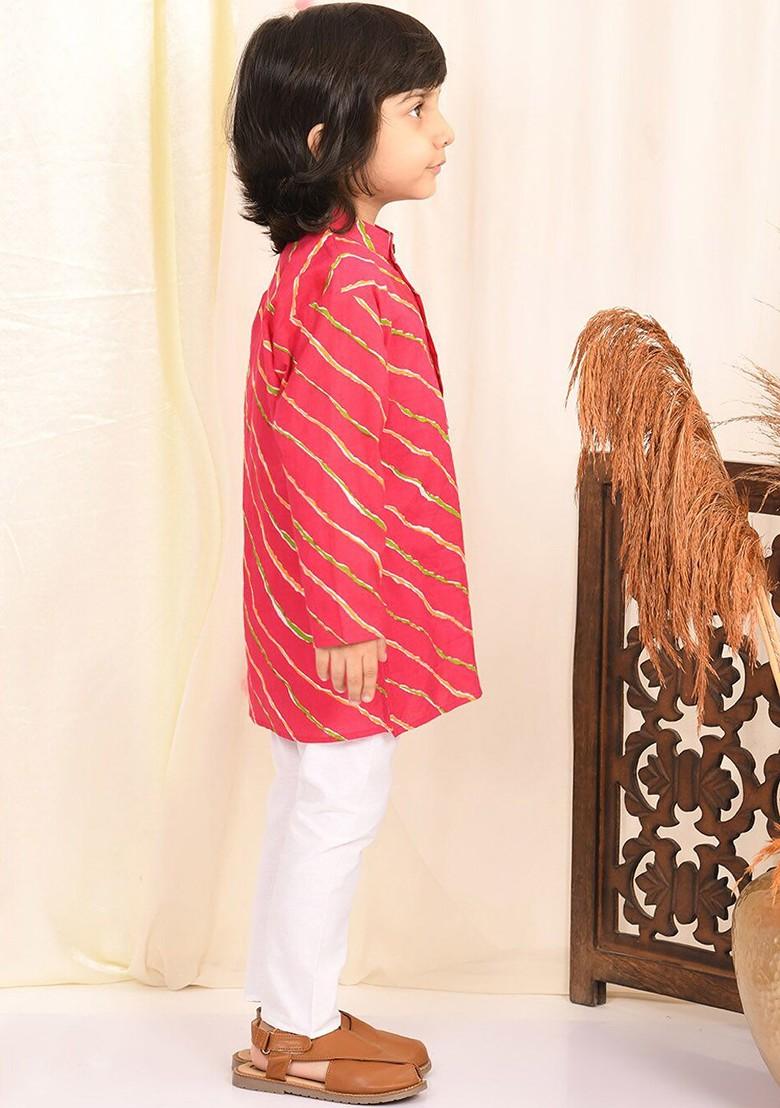 Boys Leheriya Printed Regular Pure Cotton Kurta With Pyjamas