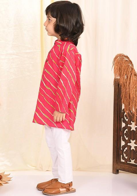 Boys Leheriya Printed Regular Pure Cotton Kurta With Pyjamas