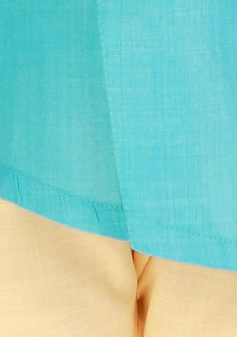 Boys Turquoise Blue Regular Pure Cotton Kurta With Pyjamas