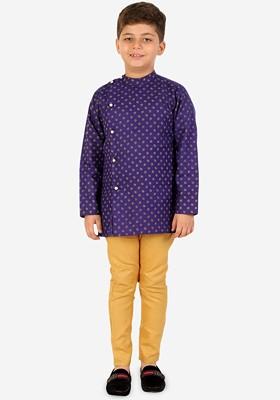 Boys Paisley Printed Cotton Kurta With Pyjama