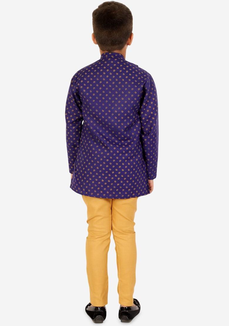 Boys Paisley Printed Cotton Kurta With Pyjama