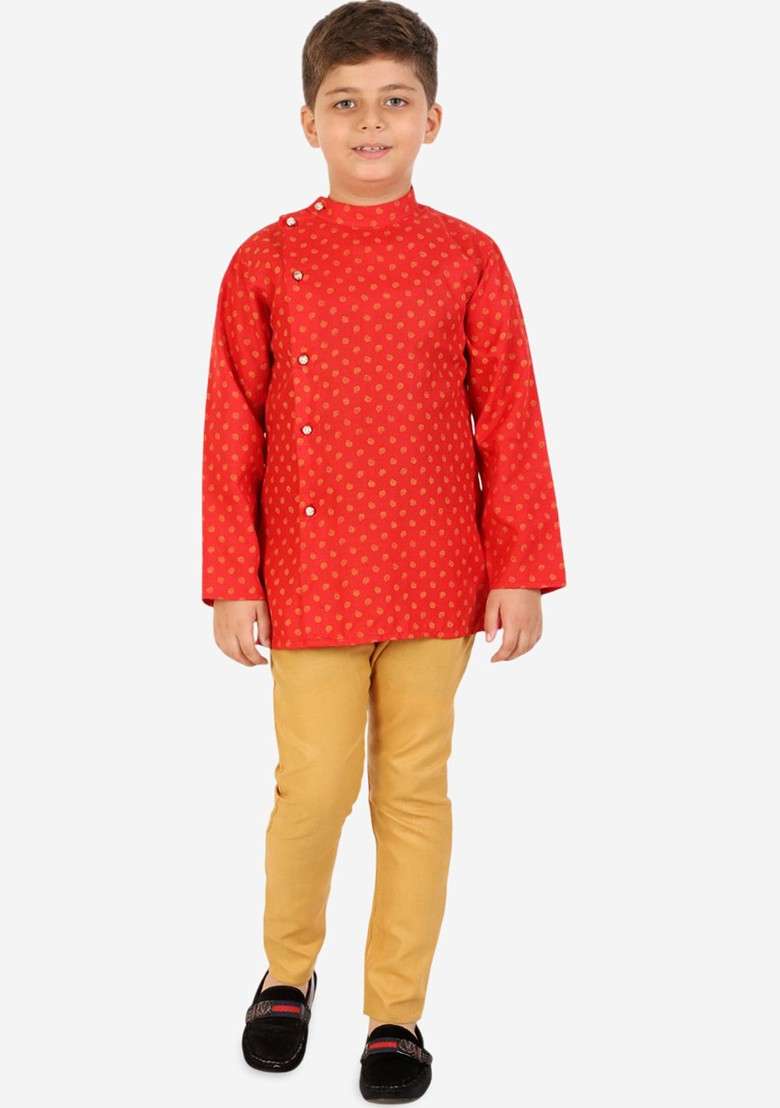 Boys Paisley Printed Regular Kurta With Pyjamas - Indya