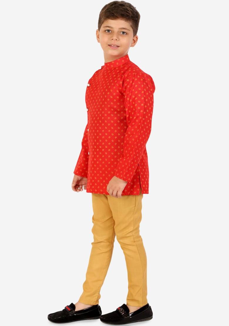 Boys Paisley Printed Regular Kurta With Pyjamas