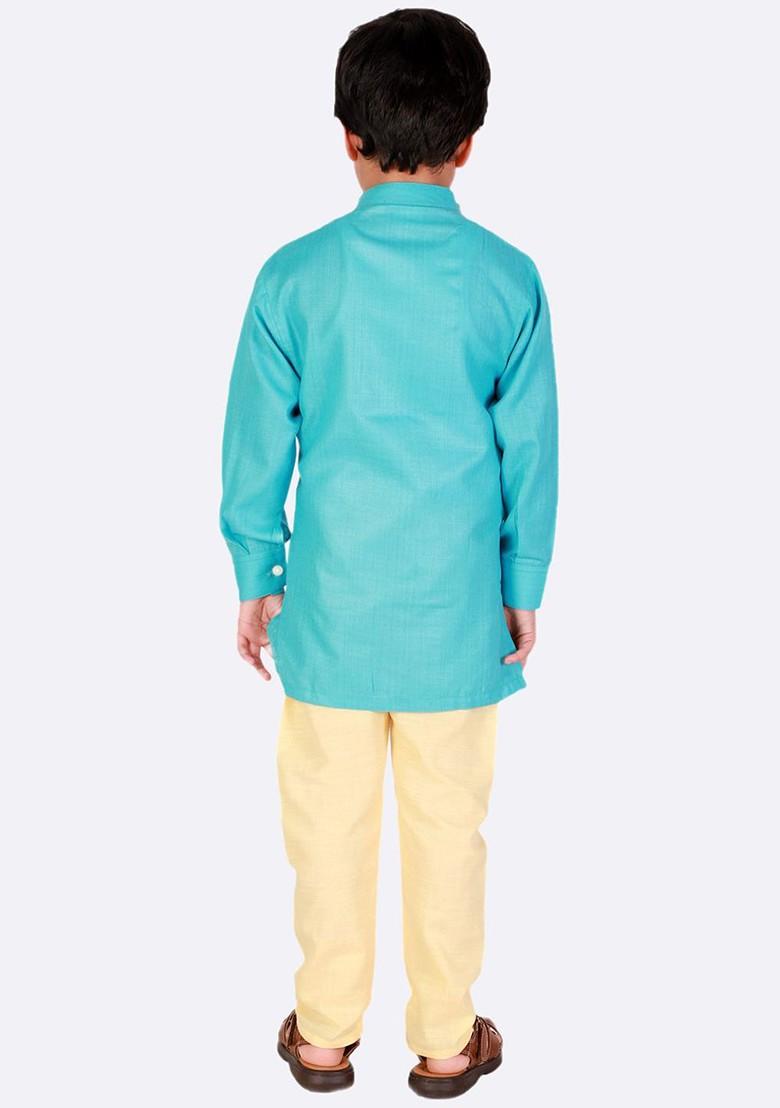 Boys Solid Regular Pure Cotton Kurta With Pyjamas