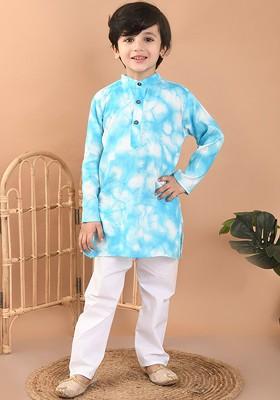 Boys Dyed Regular Kurta With Pyjamas