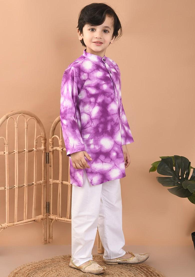 Boys Tie And Dye Straight Kurta With Pyjamas