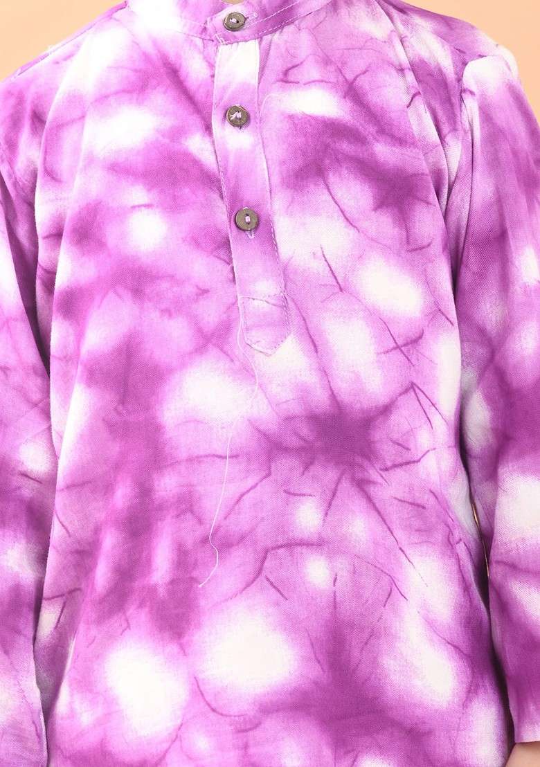 Boys Tie And Dye Straight Kurta With Pyjamas - Indya