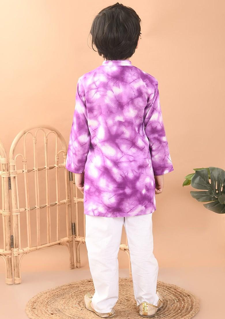 Boys Tie And Dye Straight Kurta With Pyjamas