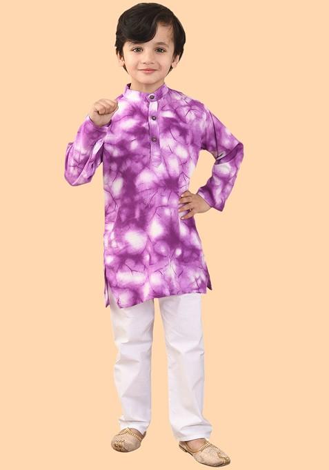 Boys Tie And Dye Straight Kurta With Pyjamas — view on Indya