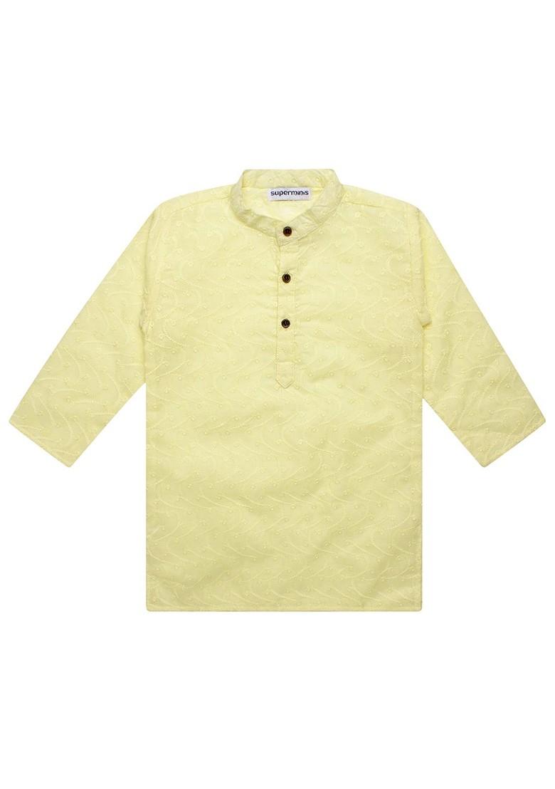 Boys Regular Chikankari Pure Cotton Kurta With Pyjamas