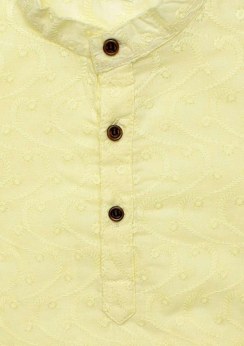Boys Regular Chikankari Pure Cotton Kurta With Pyjamas - Indya