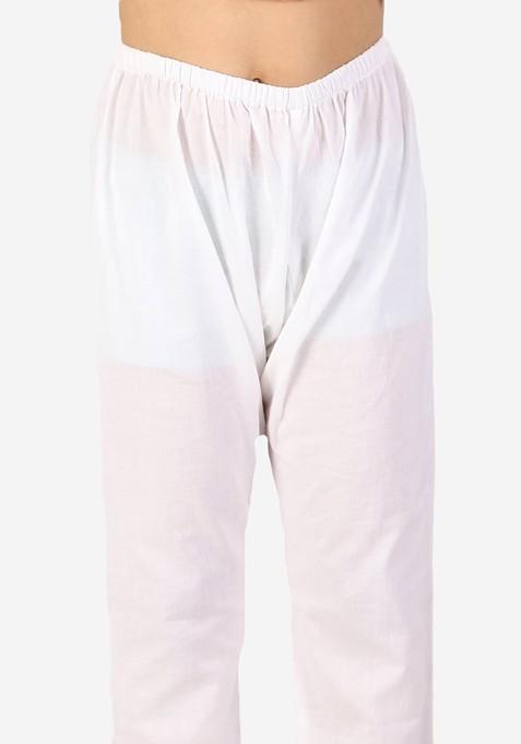 Boys Ethnic Motifs Printed Band Collar Pure Cotton Kurta With Pyjamas