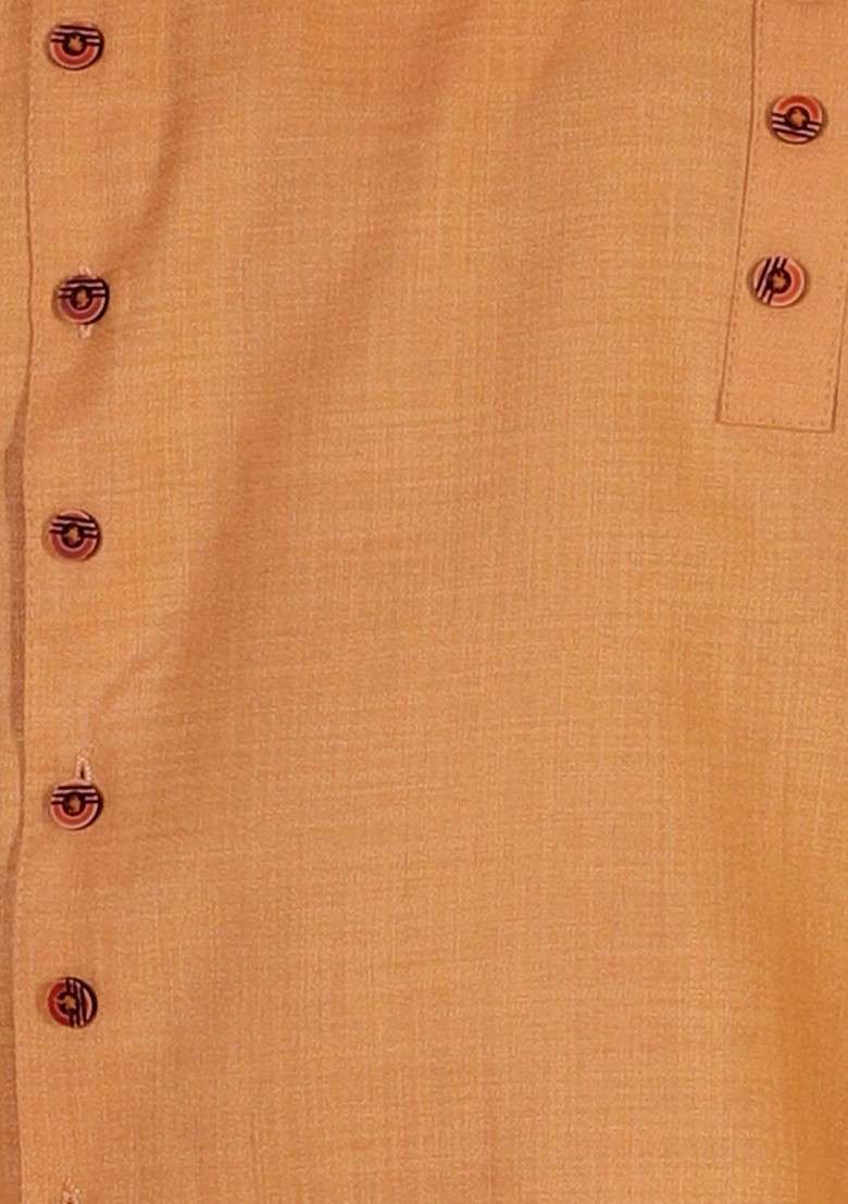 Boys Beige Pure Cotton Kurta With Pyjamas - Indya
