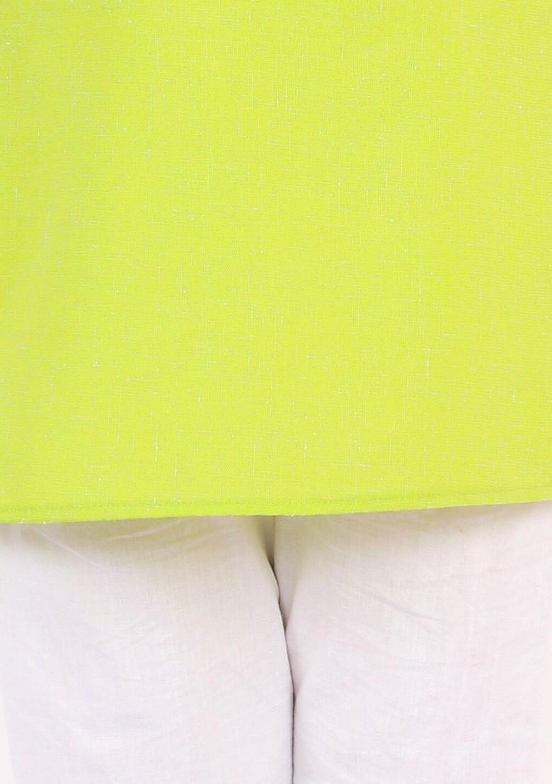 Boys Green Regular Pure Cotton Kurta With Pyjamas