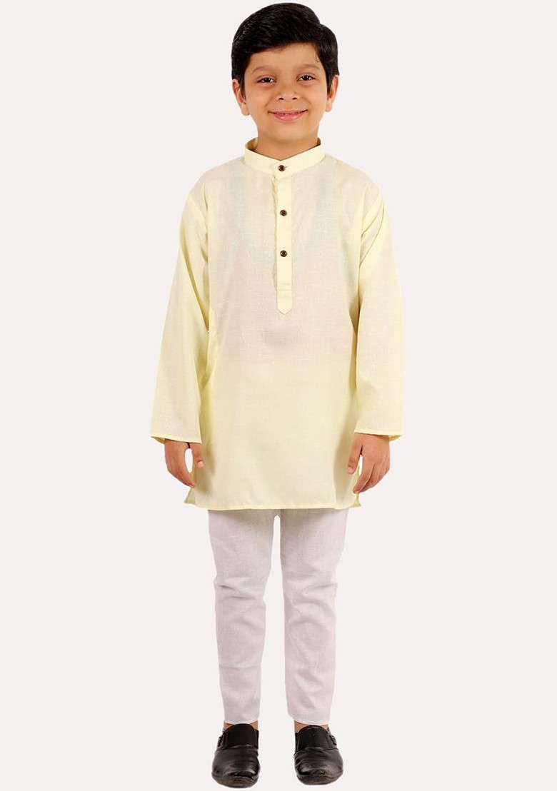 Boys Green Regular Pure Cotton Kurta With Pyjamas - Indya