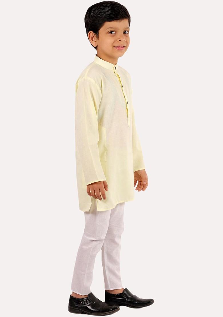 Boys Green Regular Pure Cotton Kurta With Pyjamas