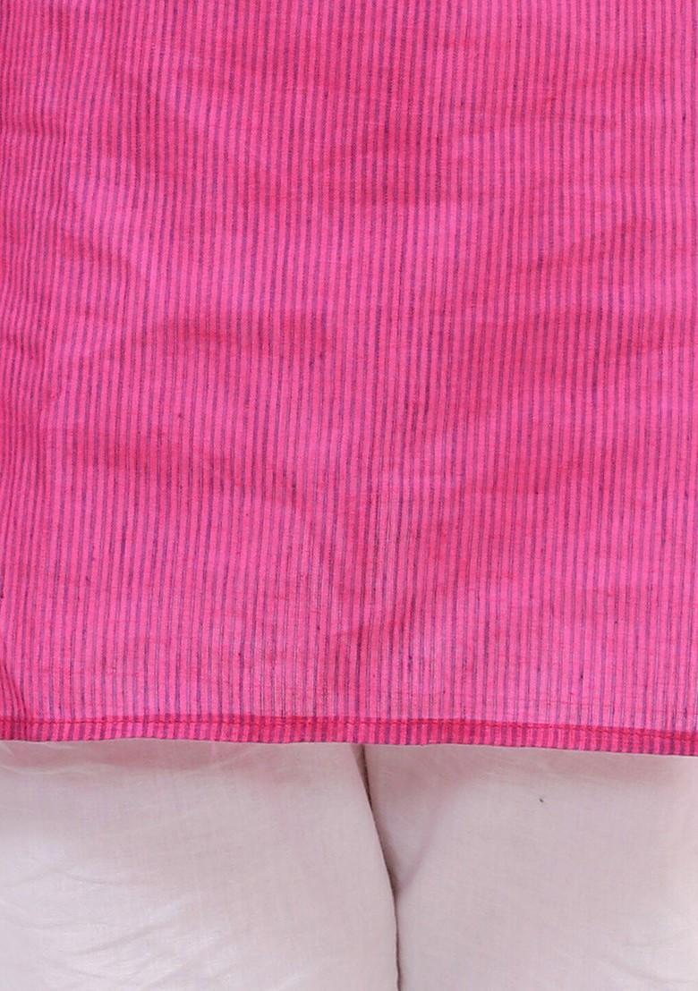 Boys Magenta Regular Pure Cotton Kurta With Pyjamas