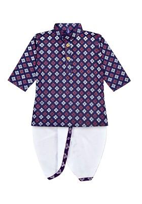 Boys Ethnic Motifs Printed Regular Pure Cotton Kurta With Dhoti Pant